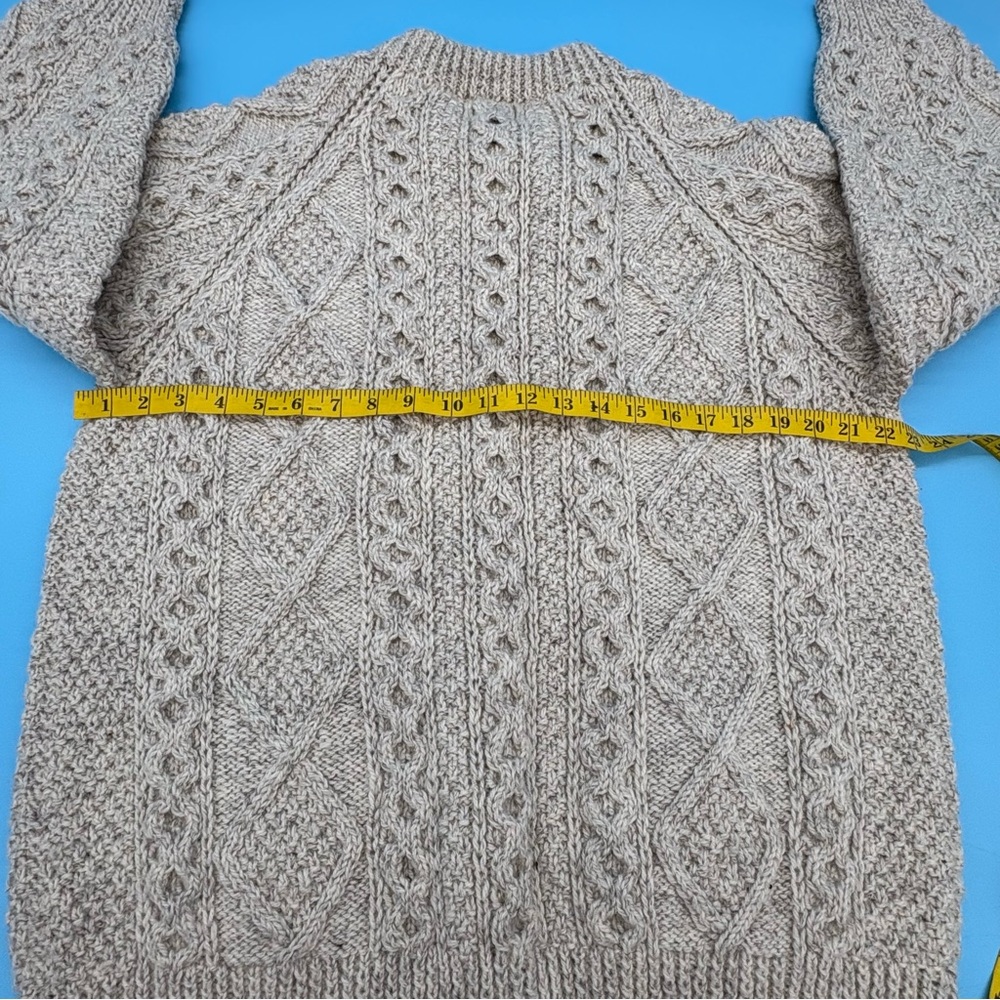 Blarney Woolen Mills Hand Knit Irish Sweater Fisherman Pattern Beige - Picture 9 of 10